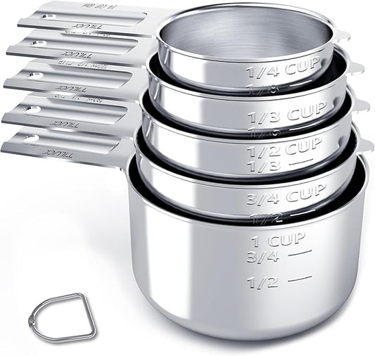 TILUCK Stainless Steel Measuring Cups Set,Kitchen Gadgets for Cooking & Baking,Set of 5