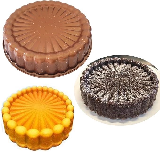 Charlotte Cake Pan 10 Inch, Flower Shaped Charlotte Mold Pan, Carboon Steel Round Cake Molds for Baking, Nonstick Special Bakeware - Gold