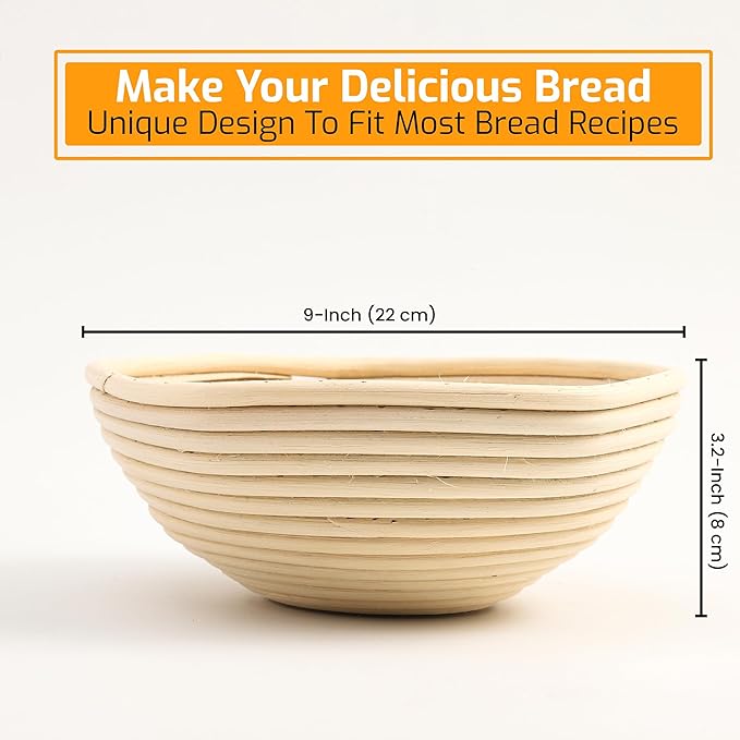 Bread Proofing Star Basket Sourdough Starter Kit - Rattan Banneton Bowl for Baking Star-Shaped Bread- Gift Set