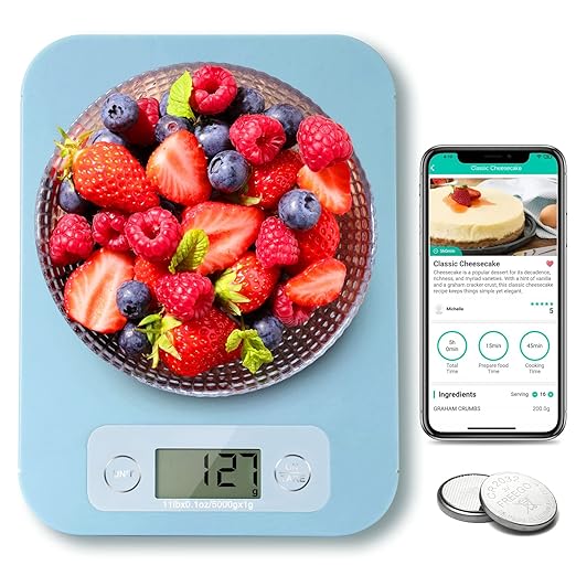 Digital Food Scale for Weight Loss - Smart Food Scale with Nutritional Calculator, Kitchen Scales for Food Grams and Ounces, Food Weight Scale for Baking, Diet, Diabetics, Calories 0.1oz/1g (3g-5kg)