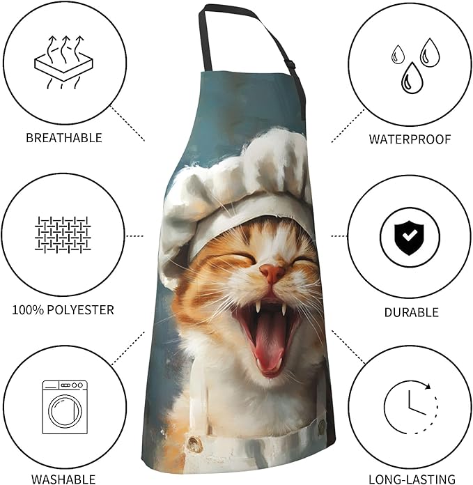 Funny Animal Apron with 2 Pockets Waterproof for Men Women Kitchen Garden Decor