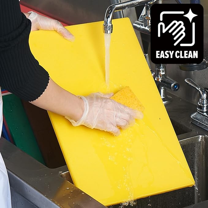 CURTA Cutting Boards for Kitchen, 24" x 18" x 0.5" Yellow Color Coded Plastic Commercial Chopping Board Anti Slip Surface Dishwasher Safe