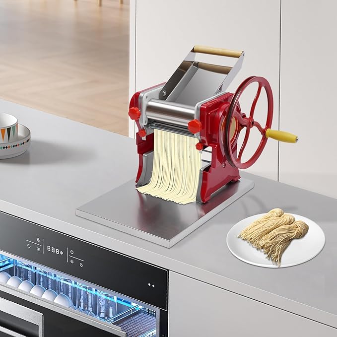 Commercial Manual Dough Roller Sheeter, Noodle Pasta Dumpling Maker Machine W/0.12in Cutterhead,Noodle Thickness 0.5-5mm For Commercial Home Use.
