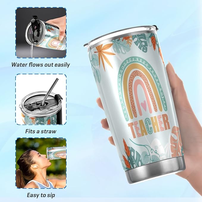 JUDIAN Teacher Gift for Women Teacher Appreciation Gifts From Students 20 Oz Insulated Stainless Steel Tumbler Travel Coffee Mug