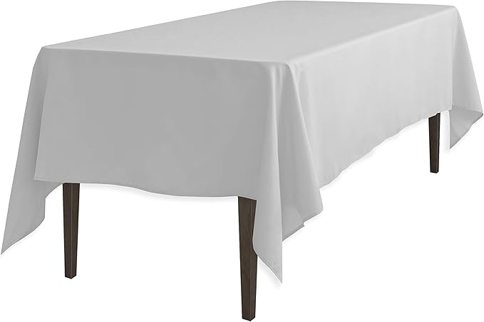 LTC LINENS Rectangular Tablecloth Silver/Grey - 70x120 Inch Rectangle Table Cloth for 6-8 ft Table - Wrinkle Resistant Polyester Cloth for Party, Banquet