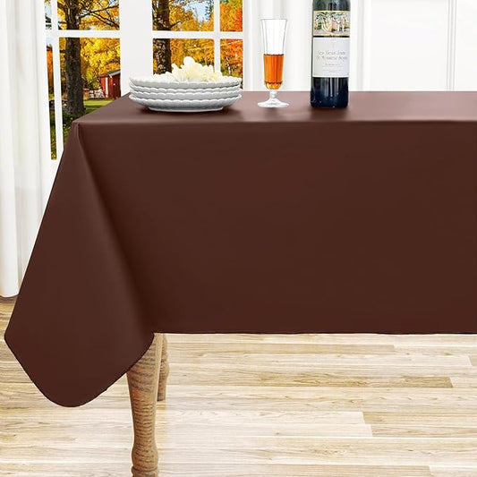 homing Square Vinyl Tablecloth, Waterproof Spillproof Plastic Flannel Backed Table Cloth, Wipe Clean Table Cover for Autumn, Thanksgiving, Harvest Parties (Coffee, 54" x 54")