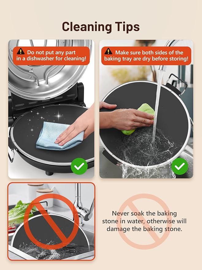 Electric Pizza Oven Indoor with Glazed Ceramic Stone, 12-Inch Portable Countertop Pizza Maker with Adjustable Timer, 1200W Heat up to 800°F Pizza Maker with Viewing Window for Home DIY Pizza