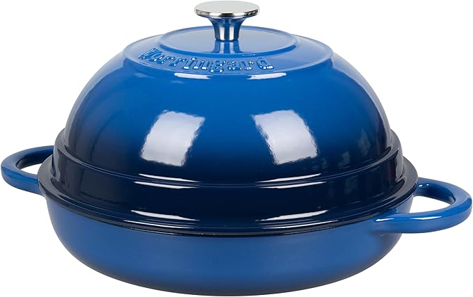 Cast Iron Enameled Dutch Oven Pot with Lid for Bread Baking, Bread Oven, 6 Quart, Blue