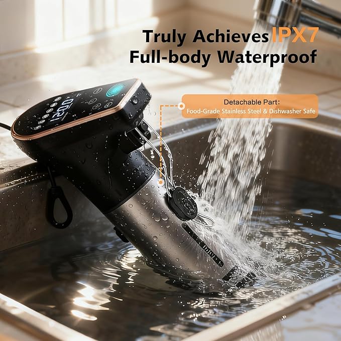 1300W Sous Vide Precision Cooker Machines(2.4G WIFI), IPX7 Full Waterproof Immersion Circulator, New Quiet Brushless Motor, 6 One-Touch Presets, Effortless Gourmet Meals