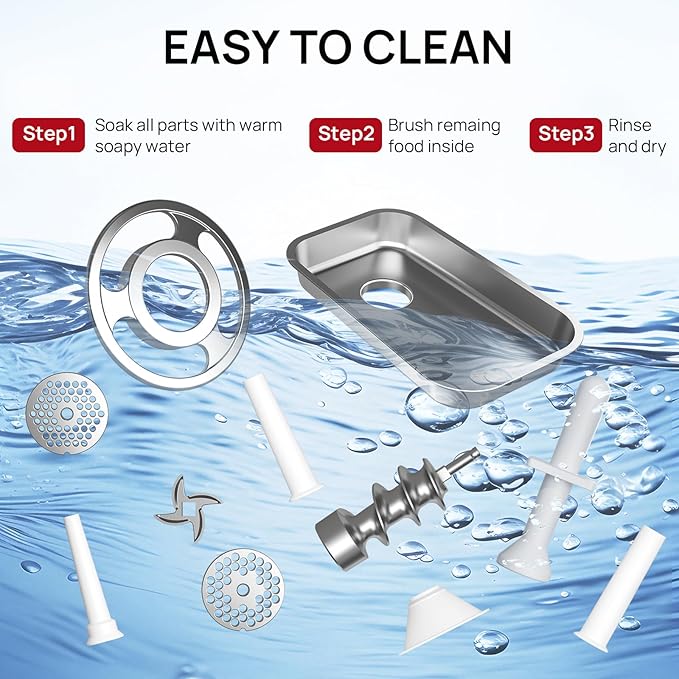 TK #22 Electric Heavy Duty Meat Grinder, 1.2 HP Stainless Steel Meat Mincer with 2 Grinder Knives, 2 Grinder Plates & 3 Sausage Stuffing Tubes, Meat Grinder for Home Kitchen Use