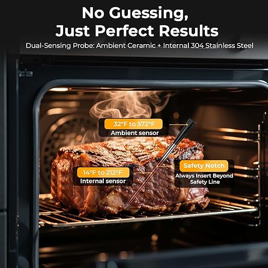 BlueSwan Wireless Smart Digital Bluetooth Meat Thermometer 820 ft Range with 2 Color Probes for Cooking, Grill, Smoker, Oven, 48Hr Battery, Magnetic Design for BBQ Accessories Stocking Stuffers
