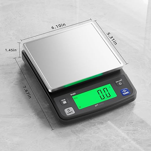 Polit KPT Digital Kitchen Scale – 0.5g Precision 13lb/6kg Food Scale with Stainless Steel Tray, Dual Power and Counting Mode for Cooking, Baking, Meal Prep and Seed or Hardware Uses