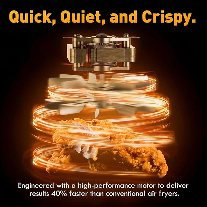 Air Fryer 6.5 QT,8 in 1 with Visible Window,LED display, 400℉ Precise Temperature Control, Shake Reminder&Pre-heat indicator,Metal inner cavity,Nonstick & Dishwasher Safe Basket