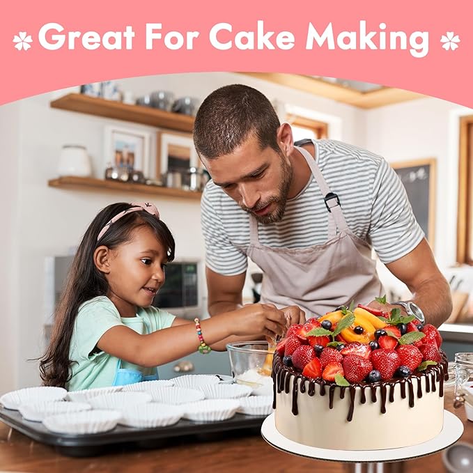 40pcs Cake Boards 7inch Round,Food-Graded Cardboard Cake Rounds, Waterproof and Oil-Proof Cake Plates, Sturdy Corrugated Cake Base, Ideal for Baking, Cake DIY, Dessert and Crafting(white, 7inch/40Pcs)