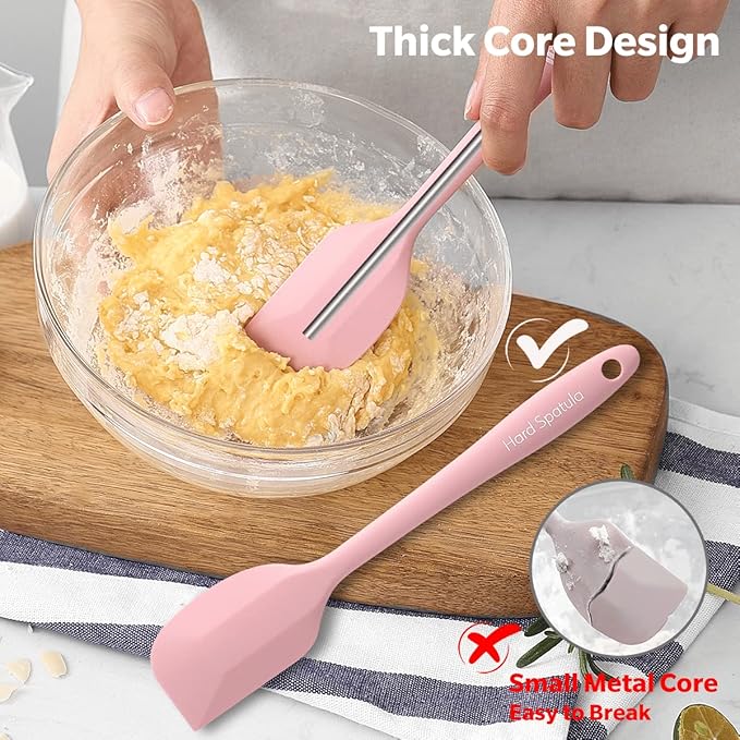 Wanbasion 5 Piece Premium Silicone Spatula Set Heat Resistant, Colorful Rubber Baking Spatula Set, Kitchen Spatula Set Dishwasher Safe for Nonstick Cookware Cooking Mixing Multicolor-6