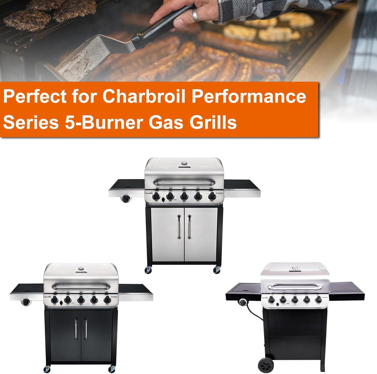 Full-Size Griddle Inserts for Charbroil Performance 5 Burner, Flat Top Griddle for Charbroil Grill 463275517 463243518 463243519 463275717 463372017 463348017, Replace for G470-0002-W1 G470-0003-W1