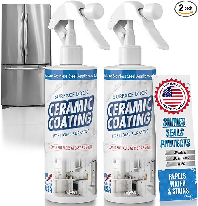 2-Pack Home Ceramic Coating for Stainless Steel, Glass and Countertops - Seal, Protect & Shine for the Kitchen & Bathroom - Fights Fingerprints, Grime and Stains in Your Life - 16 oz - Proof It Works
