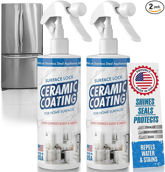 2-Pack Home Ceramic Coating for Stainless Steel, Glass and Countertops - Seal, Protect & Shine for the Kitchen & Bathroom - Fights Fingerprints, Grime and Stains in Your Life - 16 oz - Proof It Works