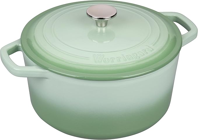 Enameled Cast Iron Dutch Oven Pot with Lid, for Bread Baking, Round Bread Oven- include Sourdough Bread Baking Supplies Set, 4.5QT, Green