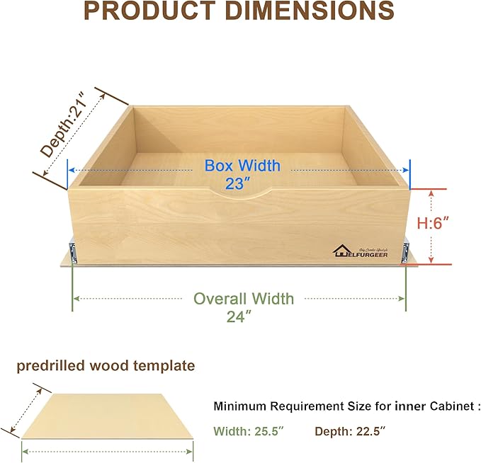 Slide Out Drawer for Kitchen Cabinets, Pull Out Organizer for Home, Pantry, 23''w