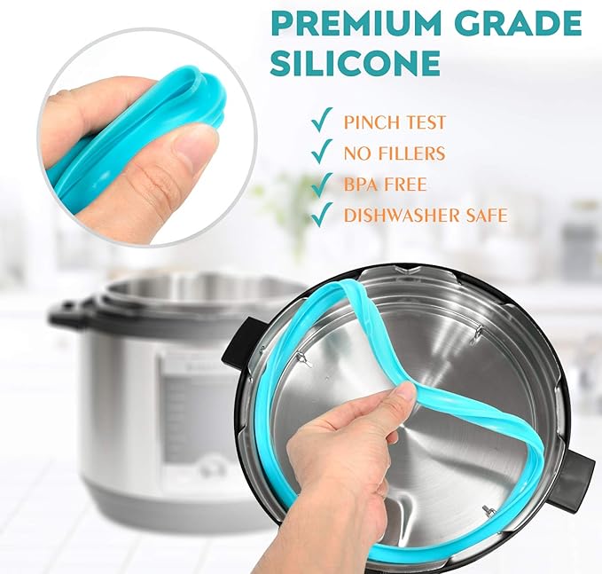 Silicone Sealing Ring 3-Pack for 5Qt, 6Qt Pressure Cookers - Dishwasher Safe Food-Grade Replacement Gasket Compatible with Instant Pot Duo, Lux, Duo Plus, Ultra, Viva Models.