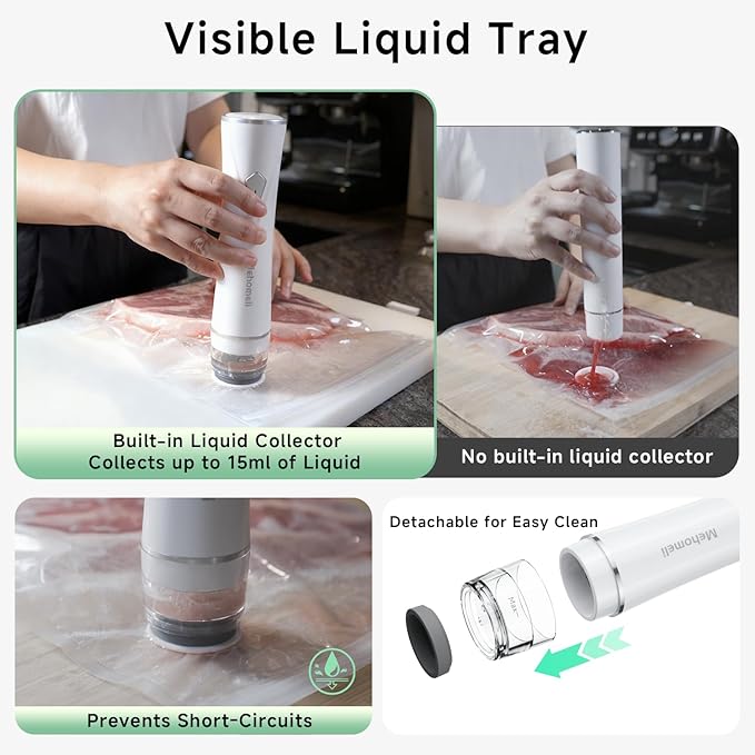 Compact Vacuum Sealer for Food (Vacuum Sealer Machine + 20 Reusable Vacuum Bags), Powerful Handheld Vacuum Sealer Machine, Seal Food 6X Fresh Longer, Portable & Wireless, Easy-Clean