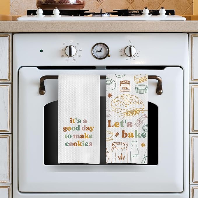 Baking Gifts Kitchen Towels Set of 2, Gifts for Bakers Cookie Lovers Cooks Dish Tea Towel for Kitchen Baking, It's a Good Day to Make Cookies Hand Towels, 16x24