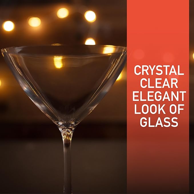 D'Eco Unbreakable 9 oz Martini Glasses (Set of 8) - 100% Tritan Glassware- Reusable Shatterproof Espresso & Dirty Martini Glasses- Great for Summer Pool Parties, Girls' Nights - Wedding Gift Idea