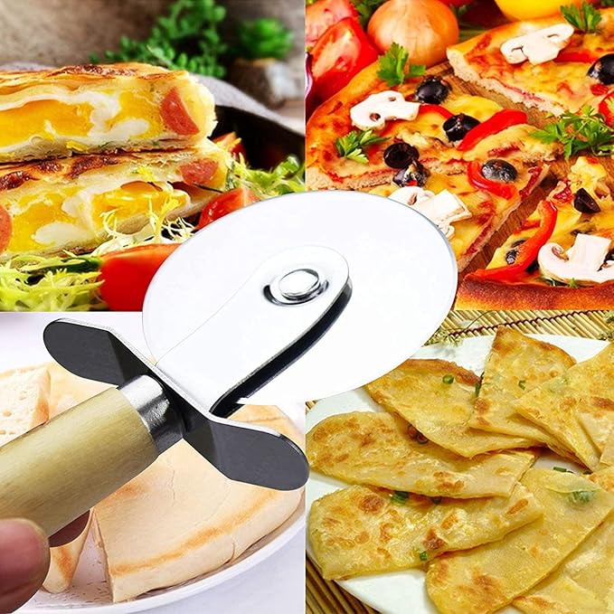 5 pcs Pizza Tool Set Includ Pastry Pizza Roller, Pizza Dough Docker that Time-Saving and Dough Scraper Cutter and Pizza Cutter Wheel and Silicagel Pastry Mat (5 pcs)