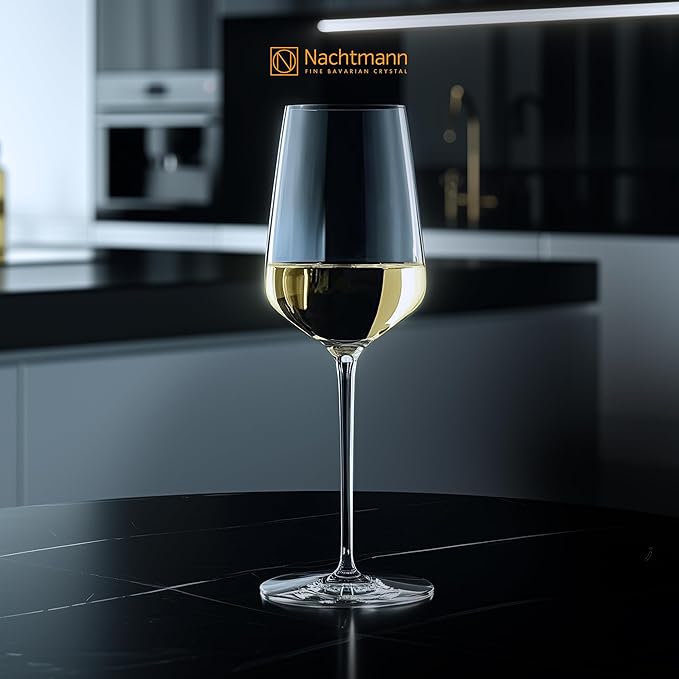 Nachtmann ViNOVA White Wine Glass (Set of 4) - 12.8 oz Crystal Stemmed Glasses, Tulip-Shaped Design for Enhanced Aromas - Everyday Use, Dishwasher Safe - Elegant Crystal Drinkware for White Wines
