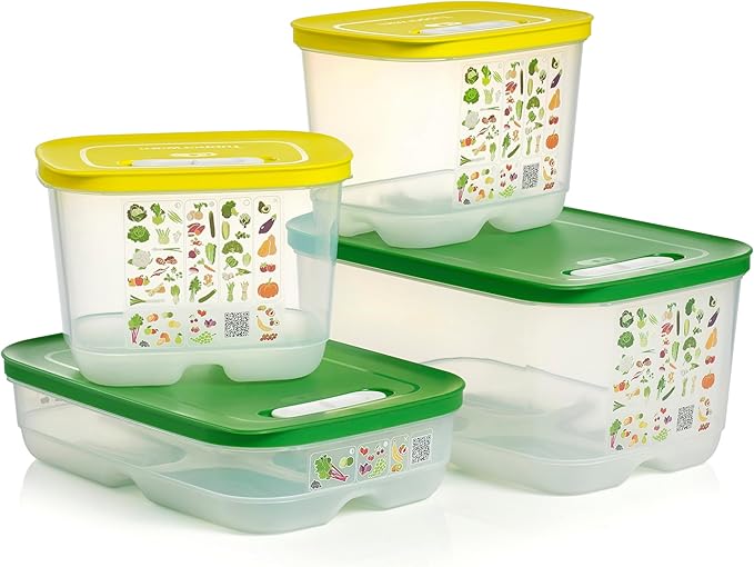 Tupperware Fridgesmart 4 Piece Food Storage Container Set, Dishwasher Safe and BPA Free (4 Containers, 4 Lids)
