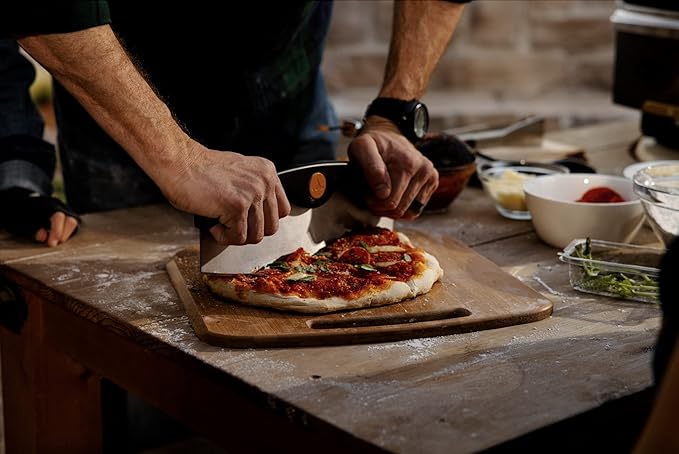 HALO Cook & Serve Pizza Kit | Premium Stainless-Steel Peel | Mezzaluna Style Pizza Cutter | Bamboo Cutting Boards | Quality Pizza Tongs