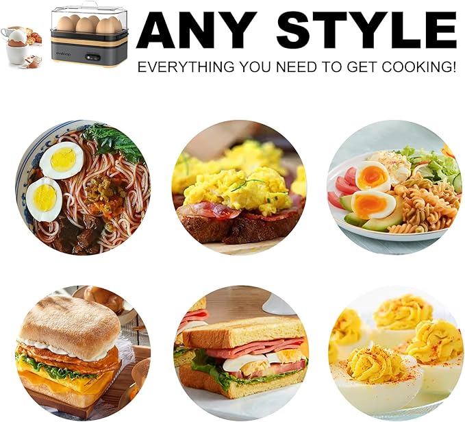 Rapid Egg Cooker Electric 6 Eggs Capacity, Soft, Medium, Hard Boiled, Poacher, Omelet Maker Egg Poacher With Auto Shut-Off, BPA Free