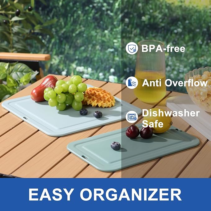 3-in-1 PP Plastic Cutting Board Set, Nesting Design for Space-Saving Storage, Pale Color‌ Boards (Large+Medium+Small) with Juice Groove, Dishwasher Safe