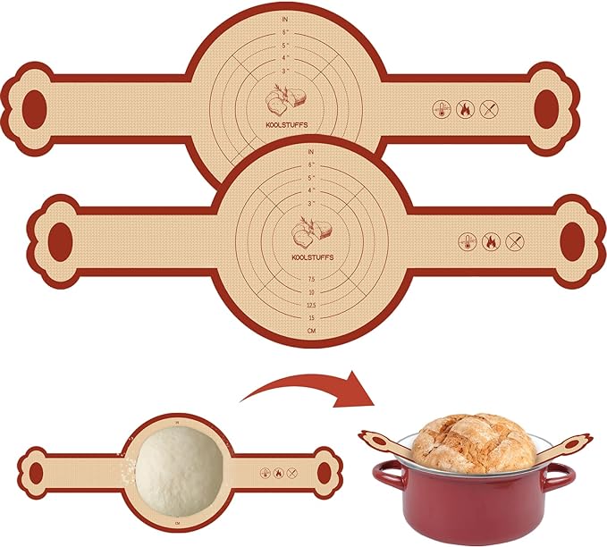 Silicone Bread Sling, 2 Pack Non-Stick & Easy to Clean Reusable Bread Sling for Dutch Oven with Cute Long Handles, Easy and Stable to Transfer Sourdough Bread