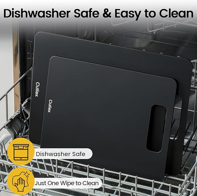 Wood Fiber Cutting Board 2-Pack, Composite Chopping Boards for Kitchen, Dishwasher Safe, Non-Toxic, High Density, Knife Friendly, BPA Free, Non-Slip Feet for Cutting Meat, Vegetables, Fruits