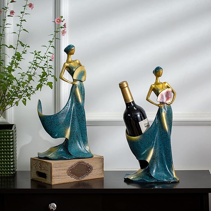 NUPTIO Wine Racks Countertop Gift: Wine Bottle Holder Resin Red Wine Rack Women Sculpture Display Wine Stand Shelf for Home Kitchen Wine Lovers Gifts Wine Accessories for Wine Lovers Bar Decor