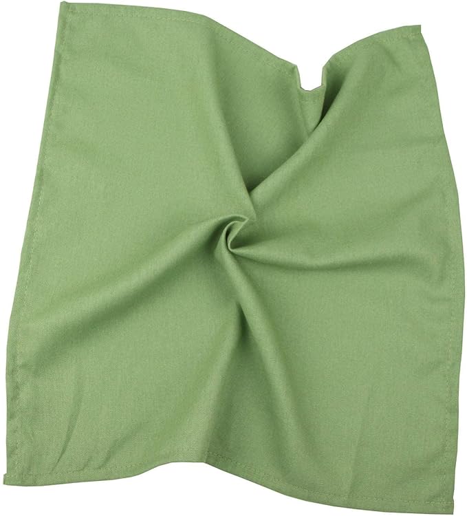 Soft Color Linen Blended Thin Dinner Cloth Napkins - Set of 12 (40 x 40 cm) - for Christmas Events & Home Use (Lime Green)