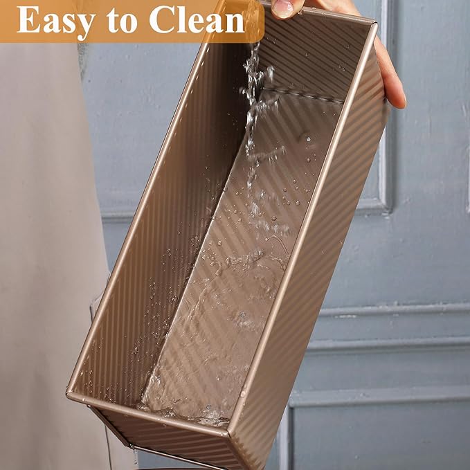 SS&CC Pullman Loaf Pan with Lid 13x4 | 2.2lb Carbon Steel Bread Pan for Homemade Sourdough & Sandwich Bread | Nonstick Bakeware, Heavy Duty & Easy Clean (Gold, 2.2lb)