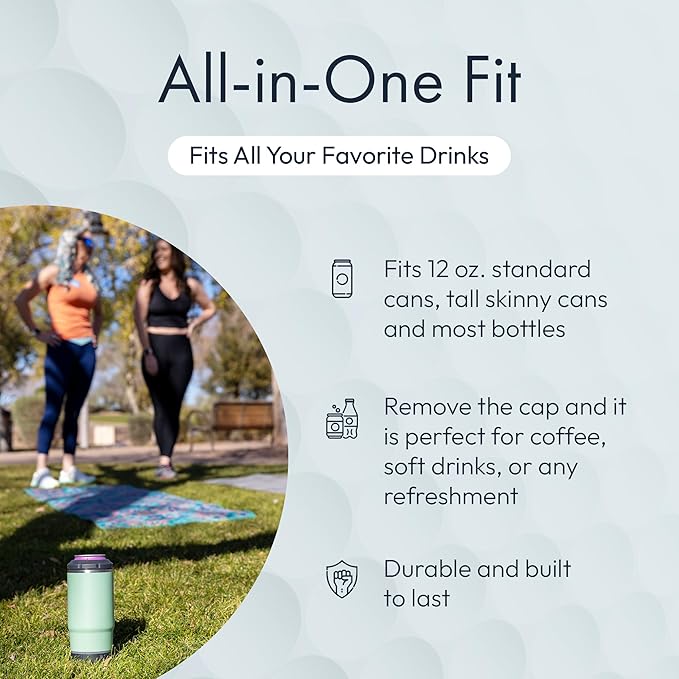 Chill & Brew, Insulated Can & Bottle Holder, Bluetooth Cup with Speaker, Fits 12 oz Cans, Skinny Cans, Most Bottles & Cold Drinks, Seafoam