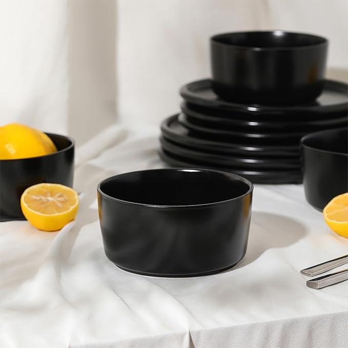 Stone Lain Eden 4-Piece Bowl Set Stoneware, Black