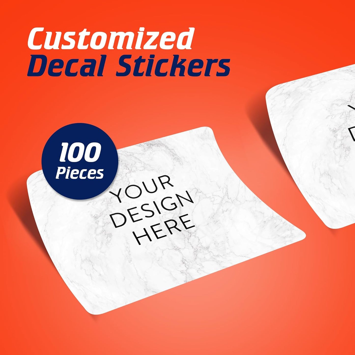 100 Custom Vinyl Stickers - Upload Your own Image, Text, Design, Logo - Personalized Logo Labels for Handmade, Packaging, Bottle, Jars, Candle, Brand Stickers (Silver Marble, 4x2)