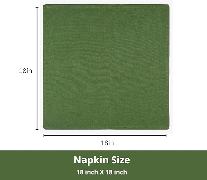 PurpleEssences Set of 6 Cloth Dinner Napkins 100% Cotton 18x18 Inch - Soft Durable Washable - Ideal for Farmhouse Party Christmas Holiday Winter - Perfect Everyday Use Table Linen - Sage Green