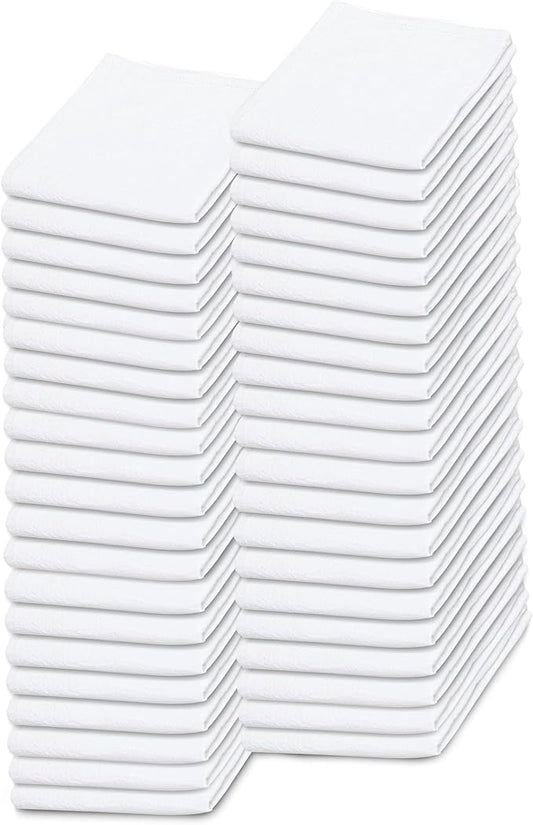 Flour Sack Kitchen Towels |Cotton Blank Towel | Tea Towel Crafting Embroidery | Thick Absorbent Quick Dry | Baking Bread Proofing Linen Cover White, 18"x28" - 50 Pack