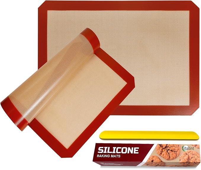 STATINT Non-Stick Silicone Baking Mat, Premium Food Safe - Pack of 2, for Cookie Oven Reusable Mat, 16.5" x 11.6"
