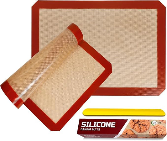 STATINT Non-Stick Silicone Baking Mat, Premium Food Safe - Pack of 2, for Cookie Oven Reusable Mat, 16.5" x 11.6"