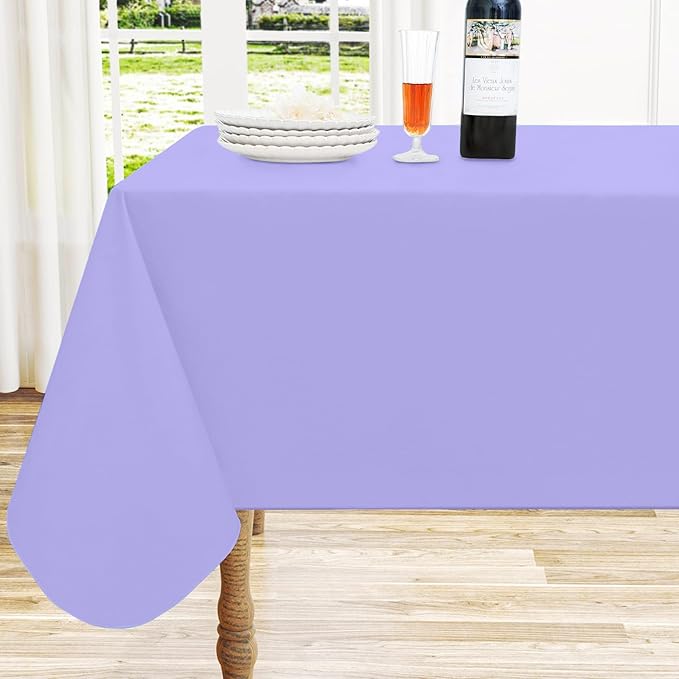 homing Rectangle Vinyl Tablecloth, Waterproof Spillproof Plastic Flannel Backed Table Cloth, Wipe Clean Table Cover for Dining, Buffet Parties and Camping (Lavender, 60" x 84")
