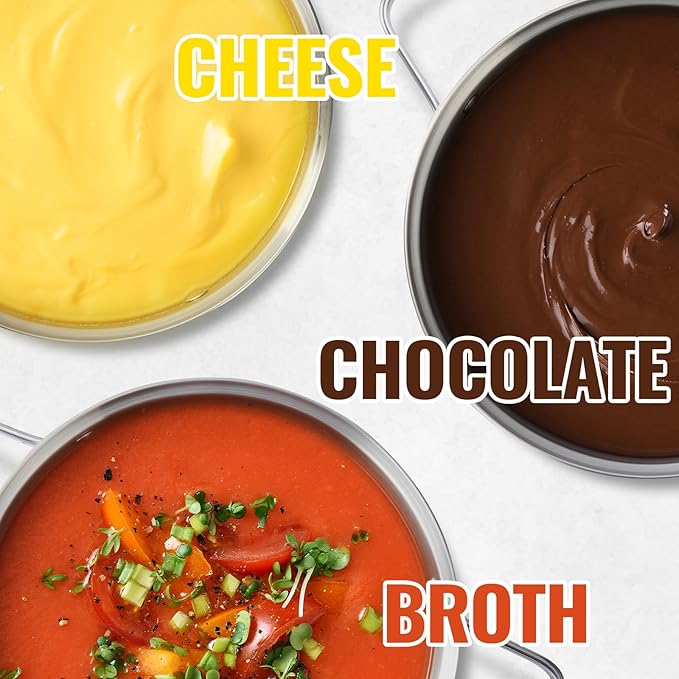 CUSIMAX Electric Fondue Set, 1500W Electric Fondue Pot with Luminated Control Dial, 8 Colour Coded Stainless Steel Forks, For Chocolate, Cheese, Broth, Oil, Stainless Steel Fondue Maker, 1.4 Quart