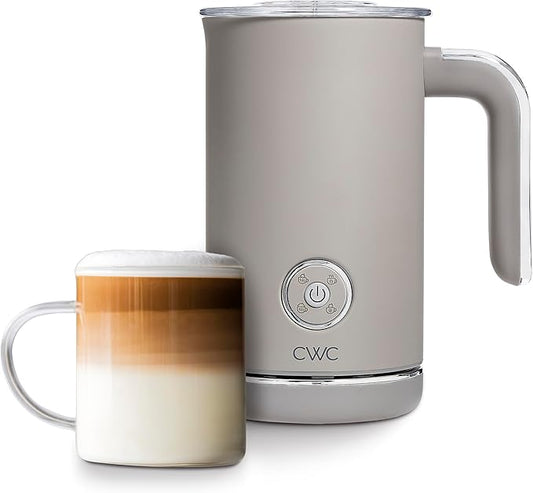 COOK WITH COLOR 4-in-1 Electric Milk Steamer and Frother - 2-Minute Heating and Frothing, Hot and Cold Foam Maker for Coffee, Latte, Cappuccino, Macchiato, Milk Warmer, Auto Shut Off, Sand