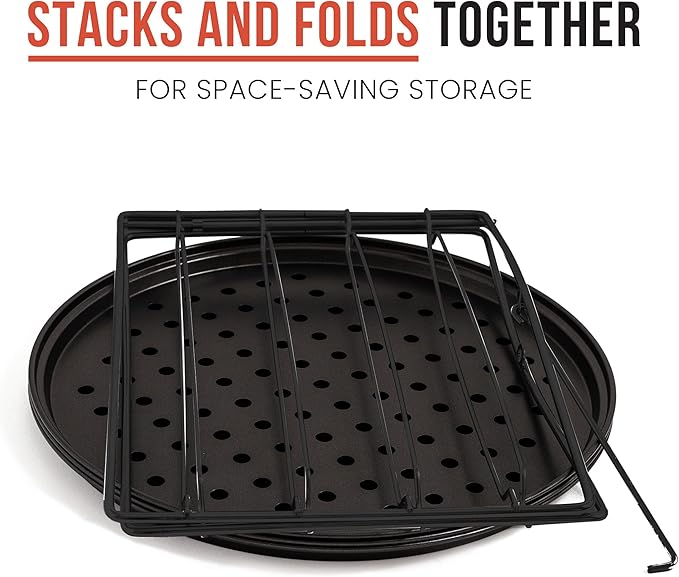 Chef Pomodoro Pizza Baking Set with 3 Pizza Pans and Pizza Rack, (11-Inch Pans), Non-stick Perforated Pizza Trays for Oven, Grill, Pizza Pan with Holes, Pizza Pan for Oven, Barbeque, Bakeware Supplies